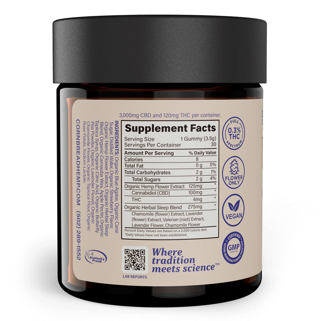 Cornbread-Hemp-CBD-Sleep-Gummies-Full-Spectrum-30ct-120mg-THC-3000mg-CBD-5 Cornbread Hemp Gummies