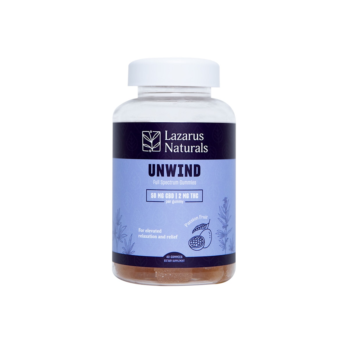 Lazarus-Naturals-CBD-THC-Gummies-Passion-Fruit-Full-Spectrum-40ct-80mg-THC-2000mg-CBD lazarus naturals