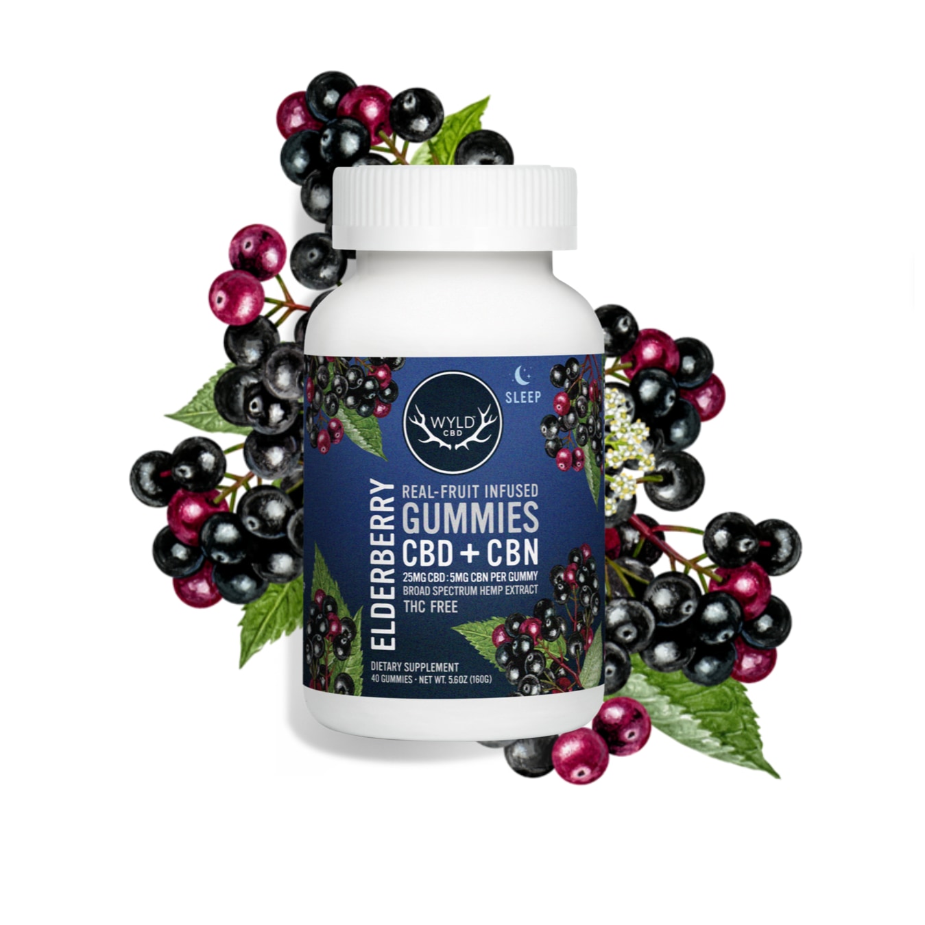 Wyld-CBD-Elderberry-Gummies-Broad-Spectrum-THC-Free-40ct-200mg-CBN-1000mg-CBD WYLD GUMMIES